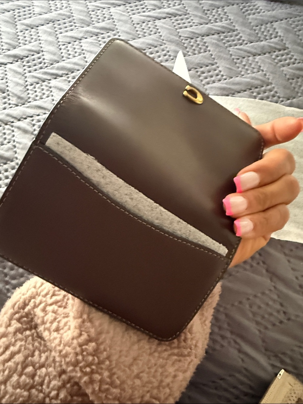 Coach Brown Leather Small Wallet with Gold C Accent - Picture 4 of 4